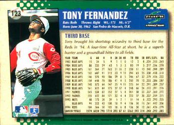 1995 Score #123 Tony Fernandez Back