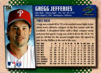 1995 Score #354 Gregg Jefferies Back