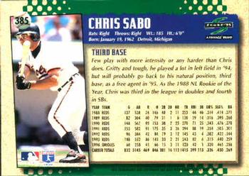 1995 Score #385 Chris Sabo Back