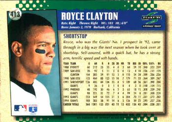 1995 Score #413 Royce Clayton Back