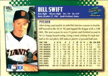 1995 Score #491 Bill Swift Back