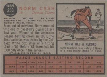 2011 Topps Heritage - 50th Anniversary Buybacks #250 Norm Cash Back