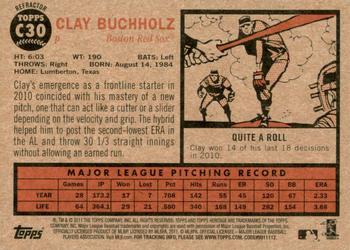 2011 Topps Heritage - Chrome Green Refractors #C30 Clay Buchholz Back