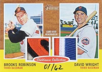 2011 Topps Heritage - Clubhouse Collection Dual Relic Autographs #CCDAR-RW Brooks Robinson / David Wright Front