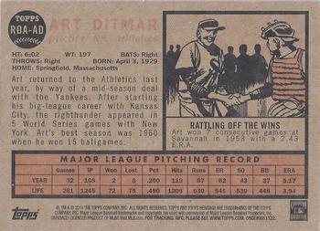 2011 Topps Heritage - Real One Autographs #ROA-AD Art Ditmar Back