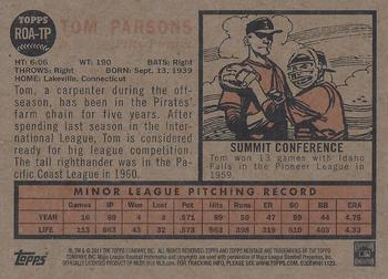 2011 Topps Heritage - Real One Autographs #ROA-TP Tom Parsons Back