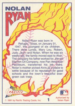 1991 Pacific Nolan Ryan Texas Express I #1 Nolan Ryan Back