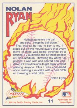 1991 Pacific Nolan Ryan Texas Express I #11 Gil Hodges / Nolan Ryan Back
