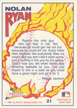 1991 Pacific Nolan Ryan Texas Express I #21 Nolan Ryan Back