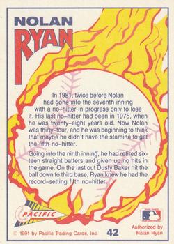 1991 Pacific Nolan Ryan Texas Express I #42 Nolan Ryan Back