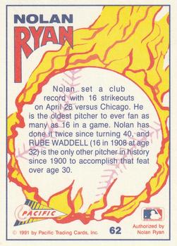 1991 Pacific Nolan Ryan Texas Express I #62 Nolan Ryan Back