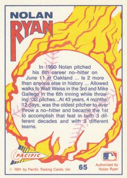 1991 Pacific Nolan Ryan Texas Express I #65 Nolan Ryan Back