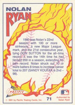 1991 Pacific Nolan Ryan Texas Express I #71 Nolan Ryan Back