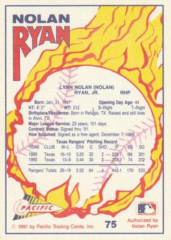 1991 Pacific Nolan Ryan Texas Express I #75 Nolan Ryan Back