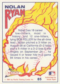 1991 Pacific Nolan Ryan Texas Express I #85 Nolan Ryan Back