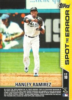 2011 Topps Opening Day - Spot the Error #8 Hanley Ramirez Front