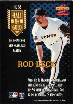 1995 Score - Hall of Gold #HG53 Rod Beck Back