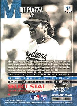 1995 Select #17 Mike Piazza Back