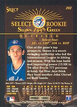 1995 Select #202 Shawn Green Back
