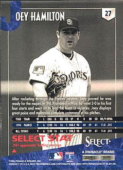 1995 Select #27 Joey Hamilton Back