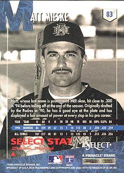 1995 Select #83 Matt Mieske Back