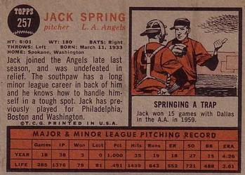 1962 Topps #257 Jack Spring Back