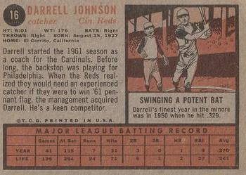 1962 Topps #16 Darrell Johnson Back