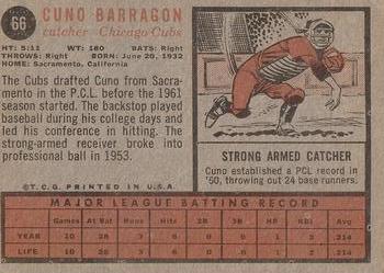 1962 Topps #66 Cuno Barragan Back