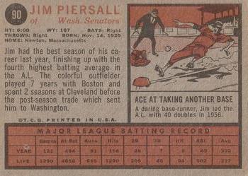 1962 Topps #90 Jim Piersall Back
