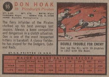 1962 Topps #95 Don Hoak Back