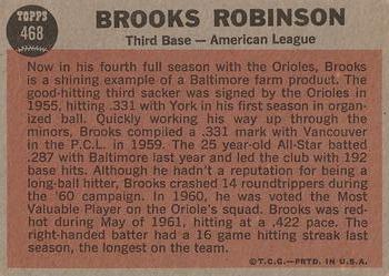 1962 Topps #468 Brooks Robinson Back