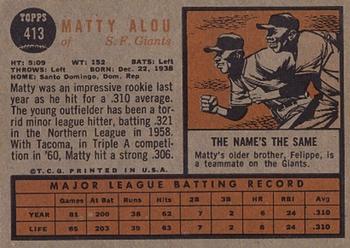 1962 Topps #413 Matty Alou Back