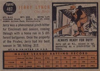 1962 Topps #487 Jerry Lynch Back