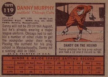 1962 Topps #119 Danny Murphy Back