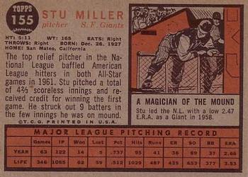 1962 Topps #155 Stu Miller Back