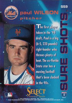 1995 Select - Sure Shots #SS9 Paul Wilson Back