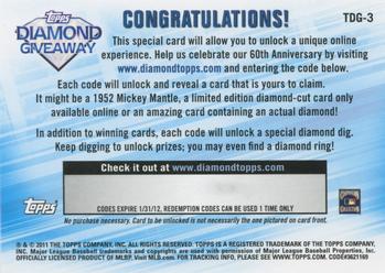 2011 Topps - Diamond Giveaway #TDG-3 Reggie Jackson Back
