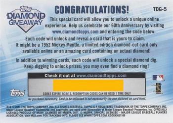 2011 Topps - Diamond Giveaway #TDG-5 Derek Jeter Back