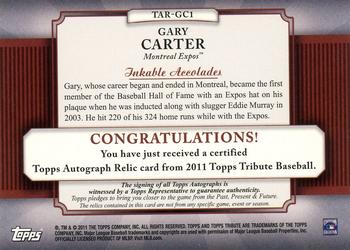 2011 Topps Tribute - Autograph Relics Black #TAR-GC1 Gary Carter Back