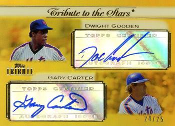 2011 Topps Tribute - Tribute to the Stars Dual Autographs Gold #TSA-GC Dwight Gooden / Gary Carter Front