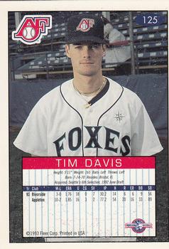 1993-94 Fleer Excel #125 Tim Davis Back