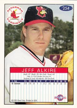1993-94 Fleer Excel #254 Jeff Alkire Back