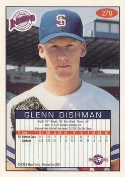 1993-94 Fleer Excel #278 Glenn Dishman Back