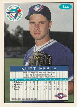 1993-94 Fleer Excel #144 Kurt Heble Back