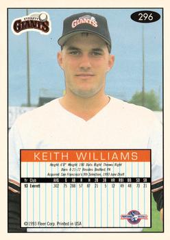 1993-94 Fleer Excel #296 Keith Williams Back