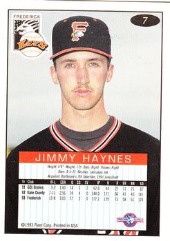 1993-94 Fleer Excel #7 Jimmy Haynes Back