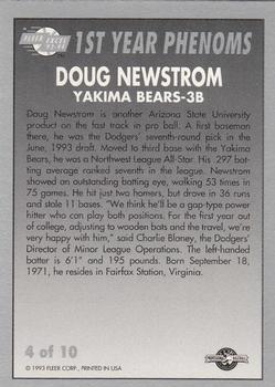 1993-94 Fleer Excel - First Year Phenoms #4 Doug Newstrom Back