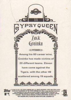 2011 Topps Gypsy Queen #11 Zack Greinke Back