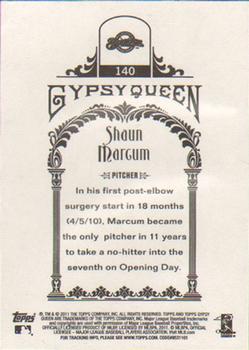 2011 Topps Gypsy Queen #140 Shaun Marcum Back