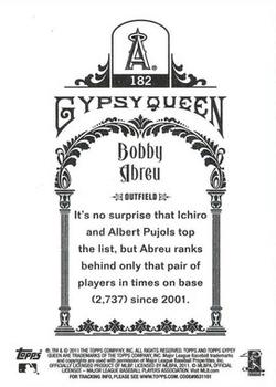 2011 Topps Gypsy Queen #182 Bobby Abreu Back